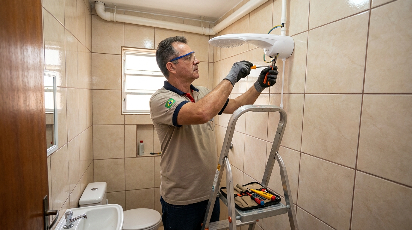 Instalação de chuveiro no banheiro em Brasília‑DF